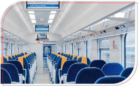 Reklama w kolejach Marketing w transporcie publicznym Reklama w pociągach Nośniki reklamowe w kolejach Kampanie reklamowe w pociągach Reklama dynamiczna w kolei Promocja na ekranach LCD