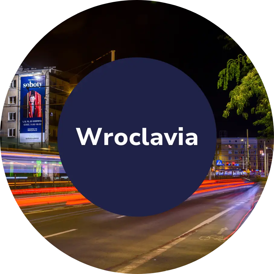 Wielkoformatowa reklama Galerii Wroclavia w centrum Wrocławia