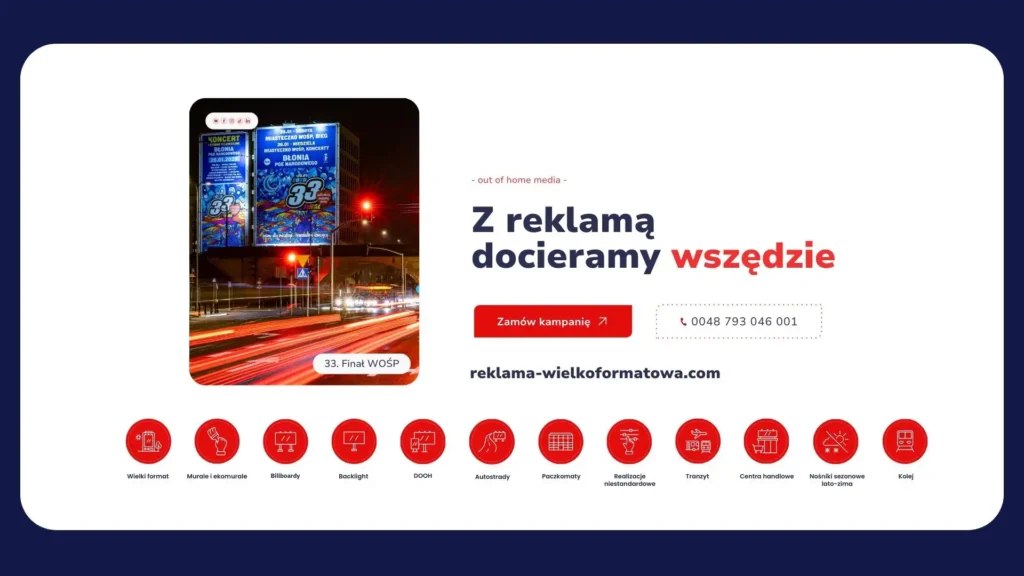 Reklama WOŚP na nośniku wielkoformatowym – wspólnie dla dzieci.