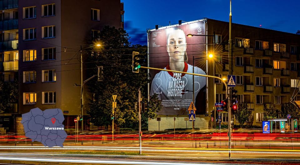 Reklama wspierająca Euro Kobiet 2025 – nośnik reklamowy w Warszawie, Grupa RW